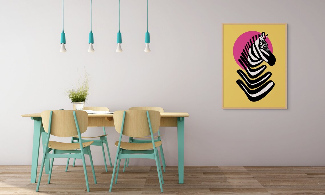 Bold Zebra Minimalist Modern Pop Art Poster - Image 3