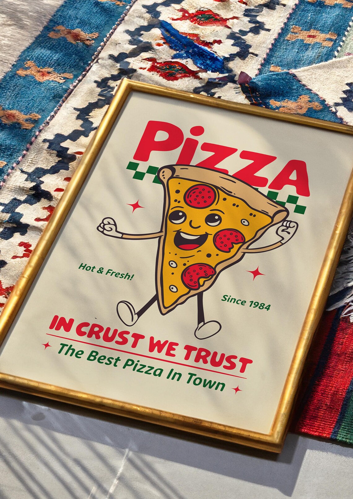 Retro Pizza Poster, 1980s Pizzeria Art Print - Image 3