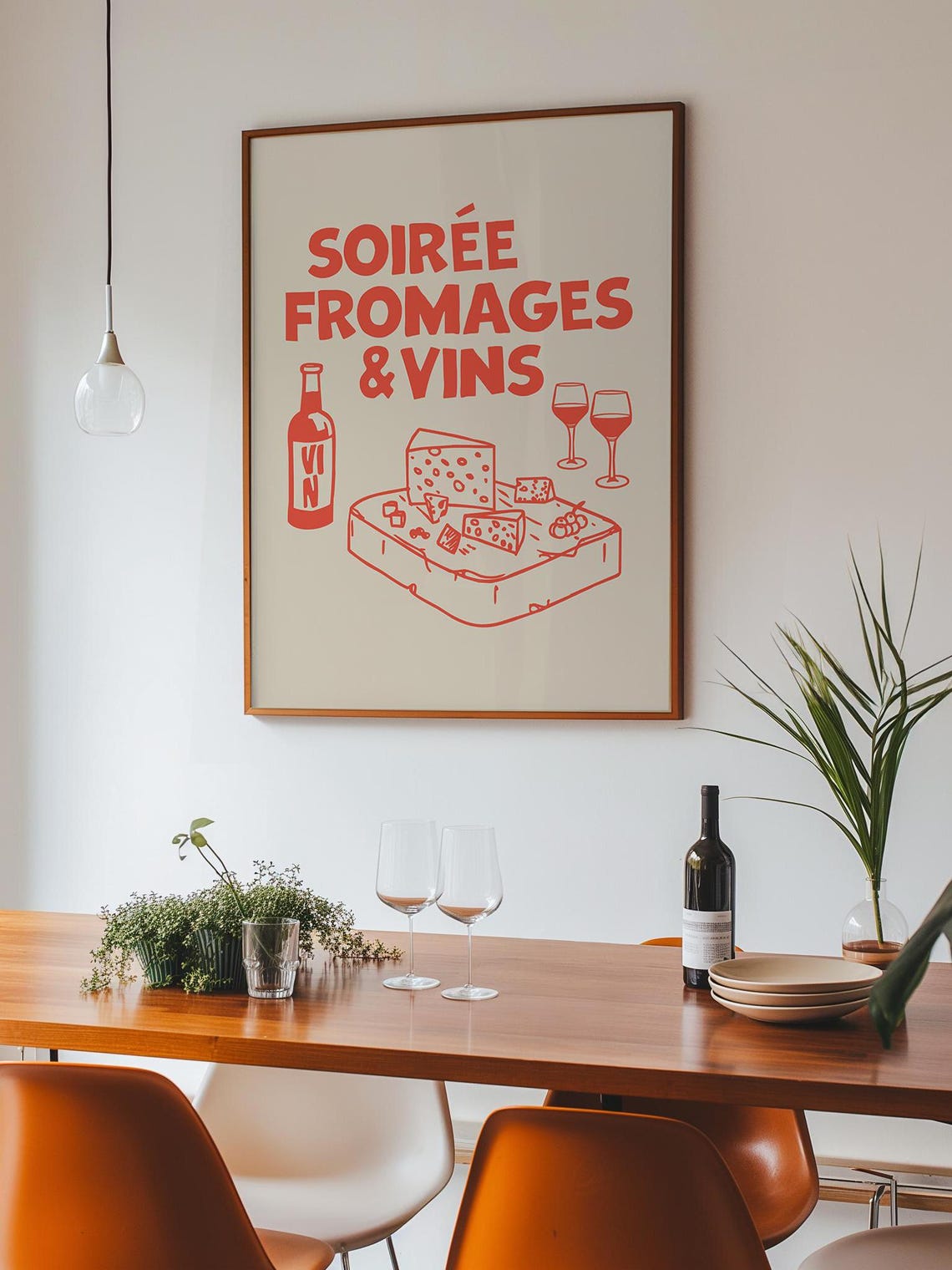 Soiree Fromages Vins Bright Red Cheese Board French Kitchen Poster - Image 3