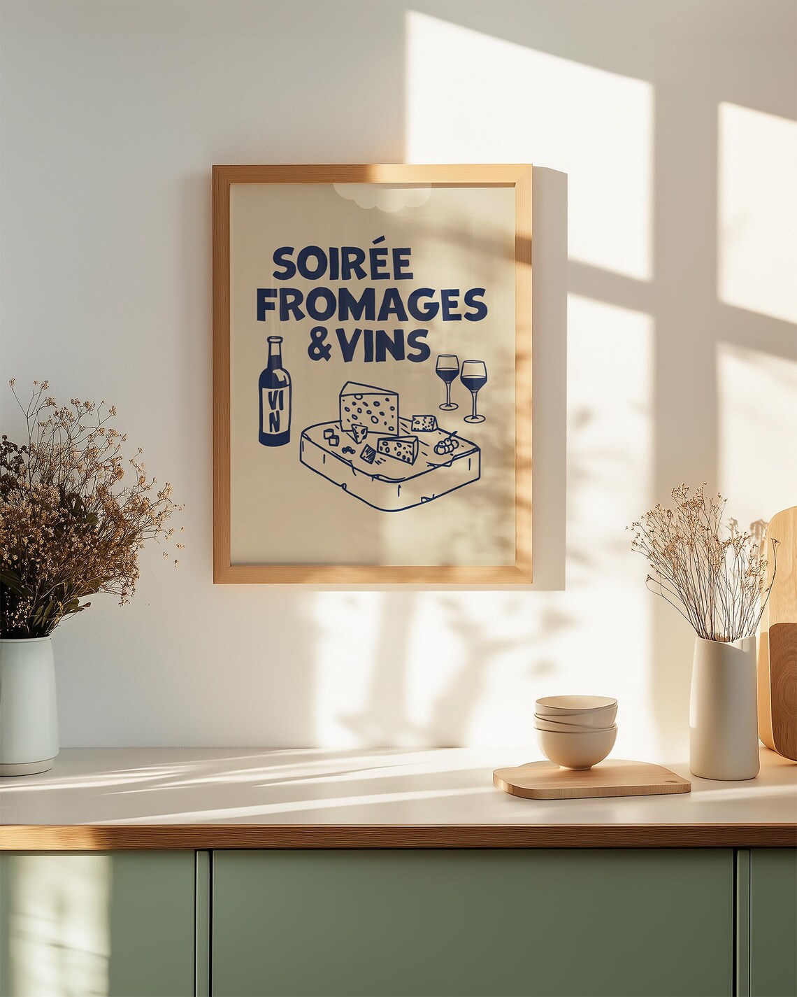 Blue Soire Fromages Vins Retro French Wine Poster - Image 3