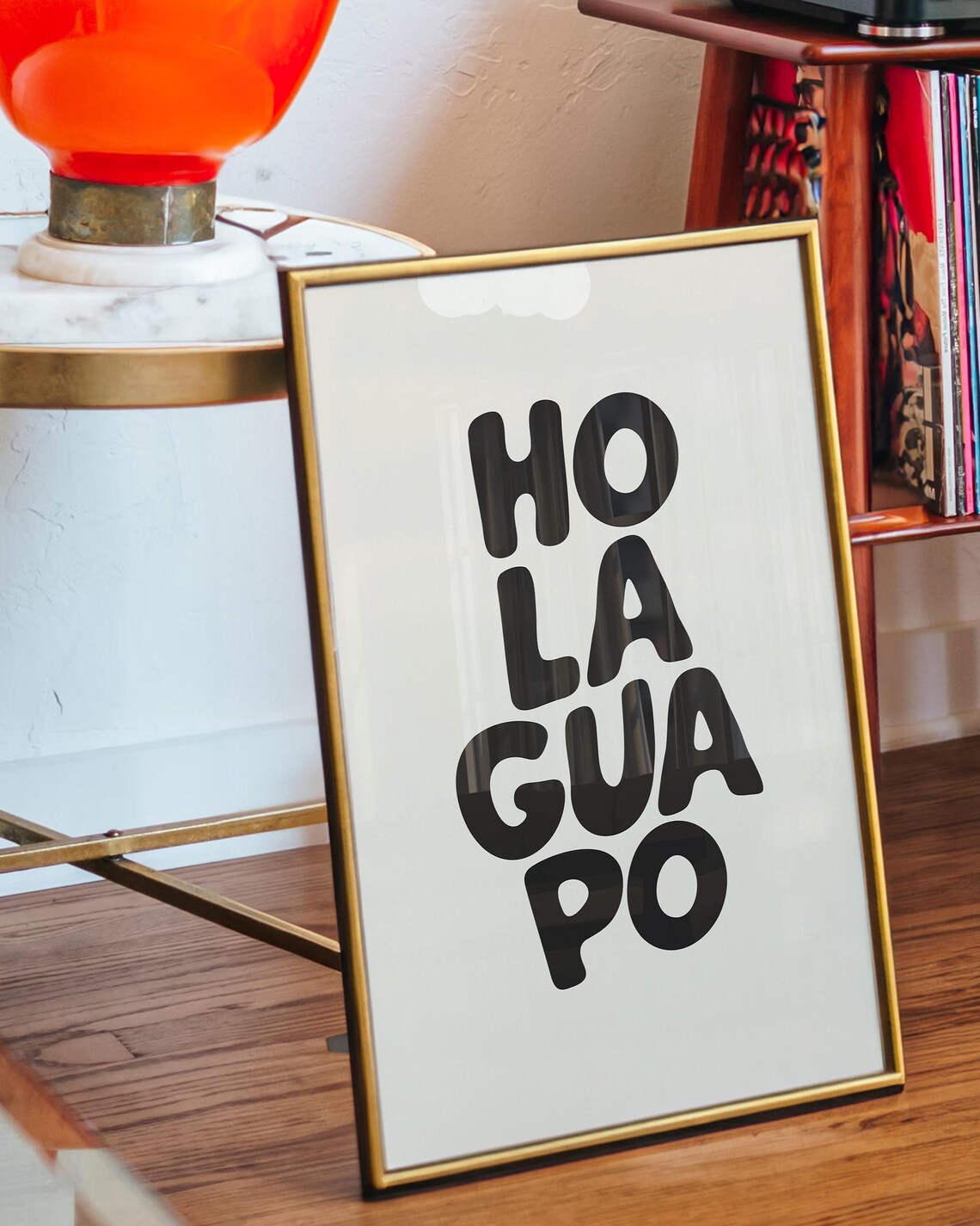 Black Hola Guapo Spanish Phrase Retro Minimalist Wall Decor Poster - Image 2