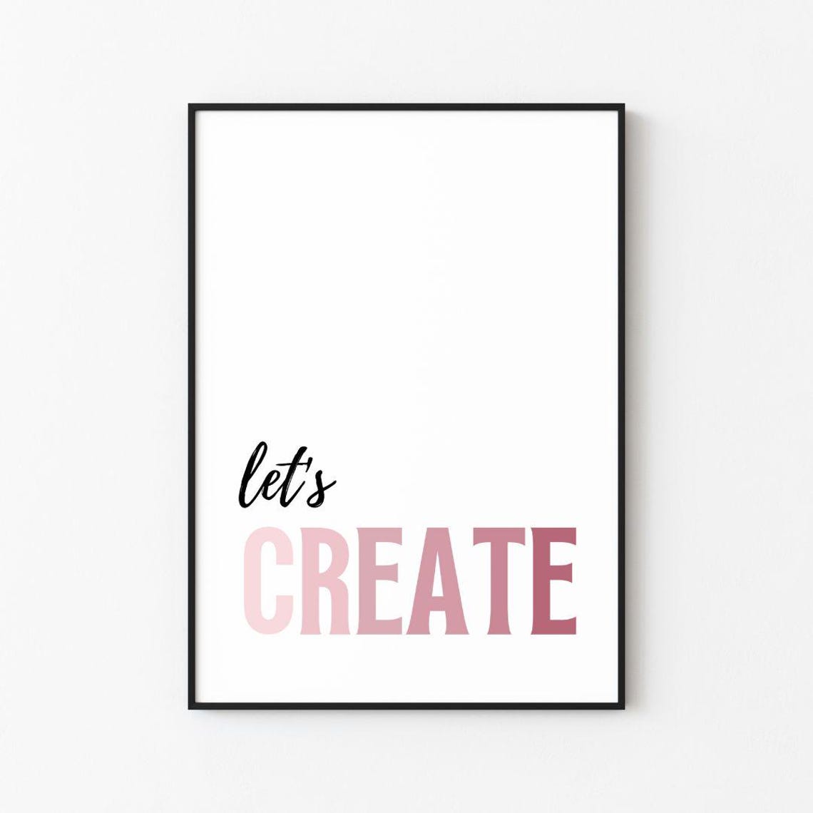 Lets Create Pink Ombre Script Craft Studio Motivational Poster