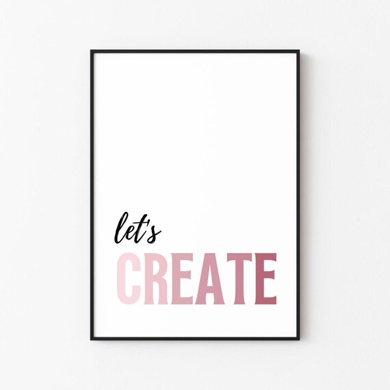 Lets Create Pink Ombre Script Craft Studio Motivational Poster