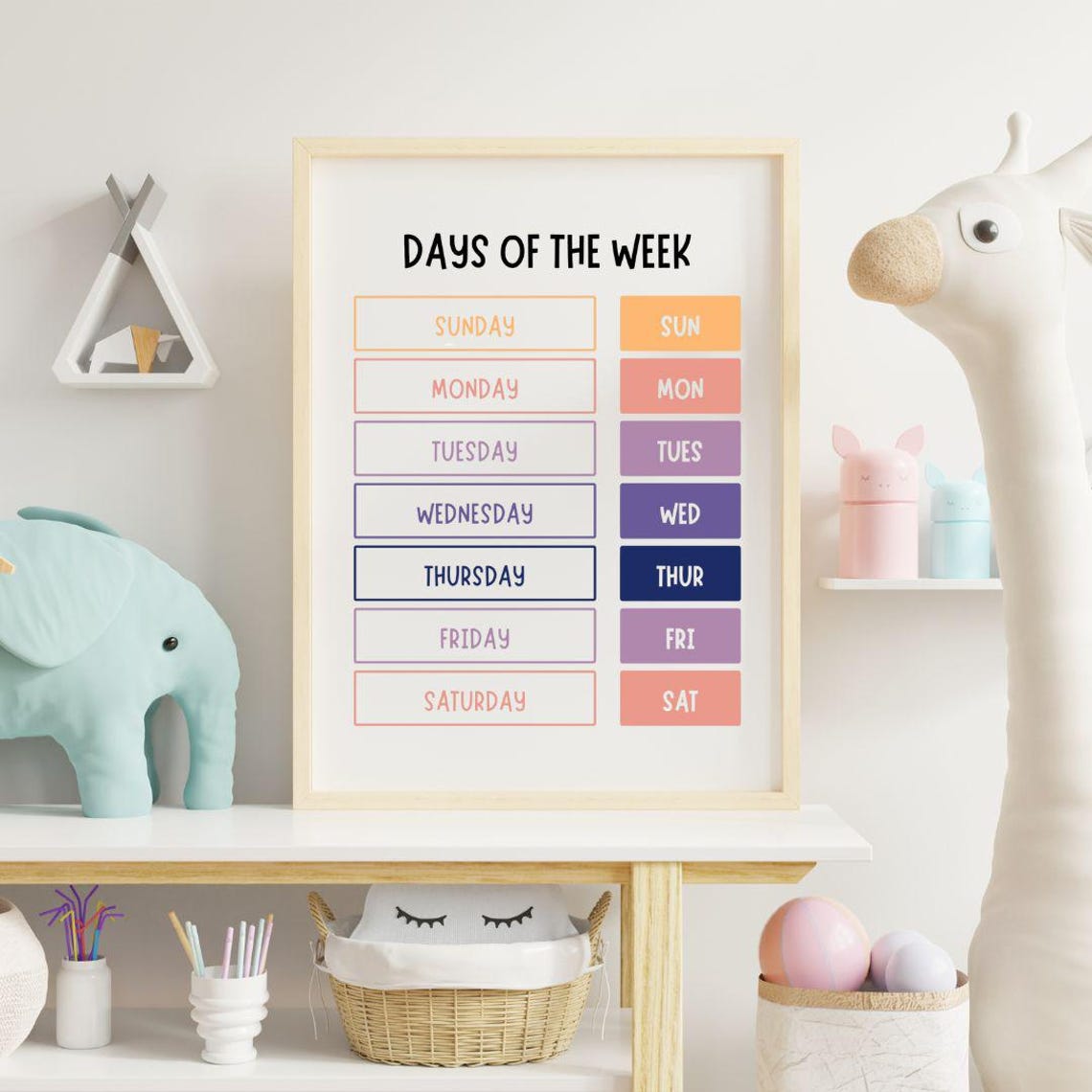 Days Of The Week Pastel Kids Learning Chart Wall Decor Poster - Image 3
