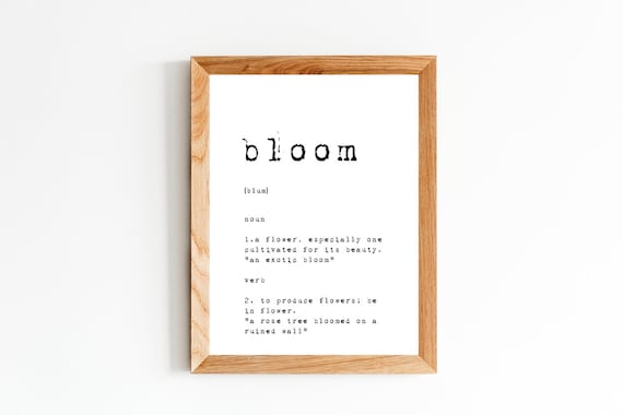 Bloom Flower Word Definition Minimalist Botanical Decor Poster