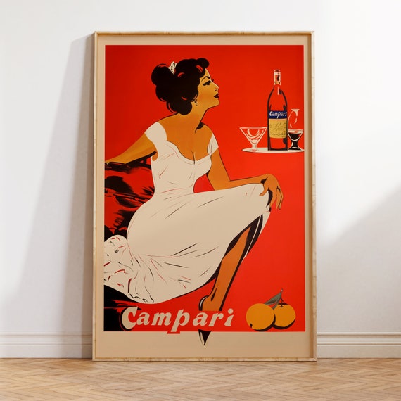 Campari Poster Vintage Alcohol Ad Style Print Retro Wall Art Bar Decor