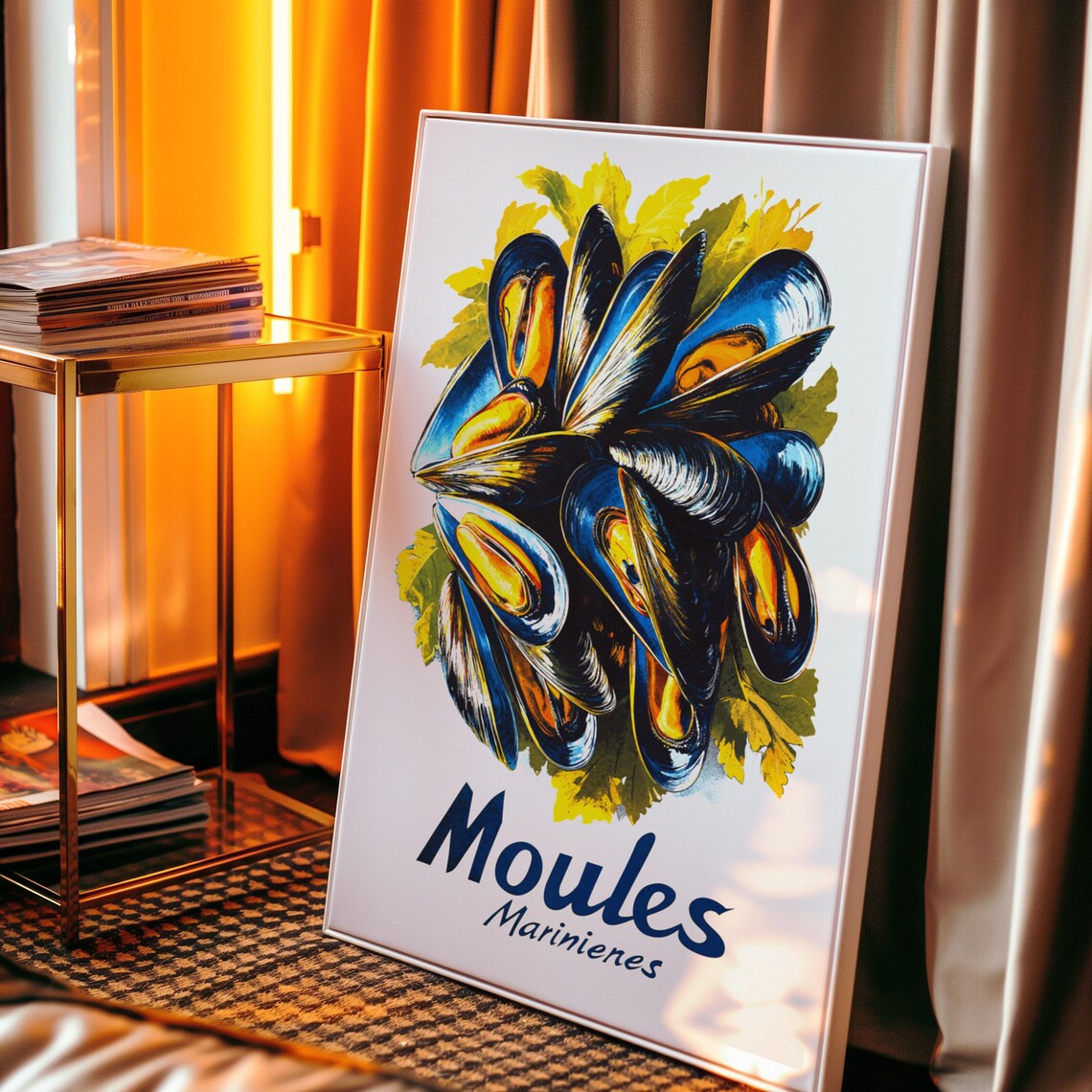 Moules Marinieres Mussels Vintage French Bistro Style Kitchen Poster - Image 3