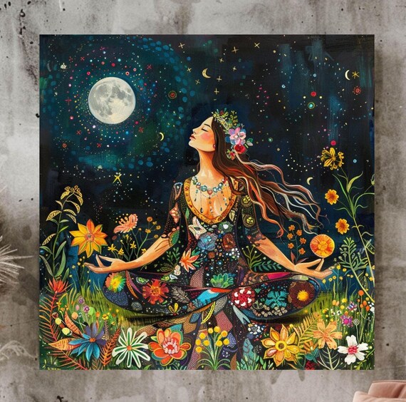 Boho Goddess Wall Art, Whimsical Home Decor Poster