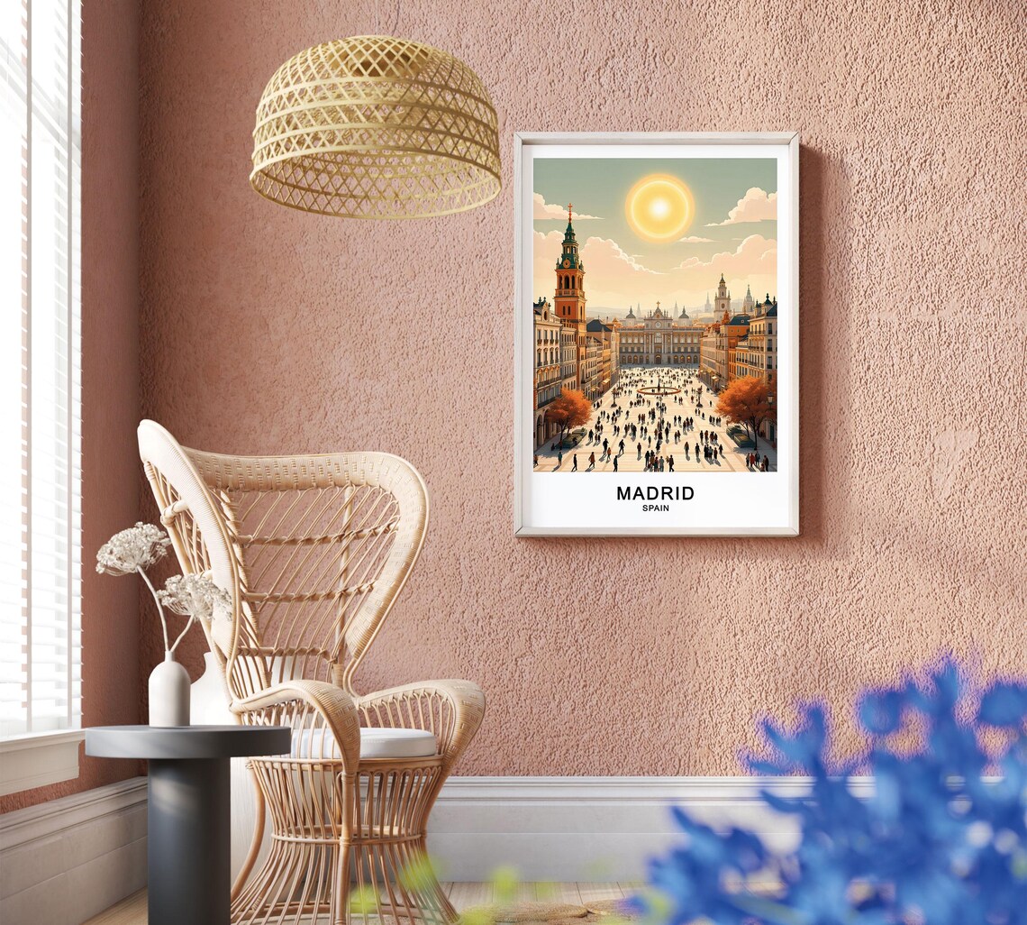 Madrid Spain Plaza Mayor Grand Square Sunny Cityscape Travel Poster - Image 2