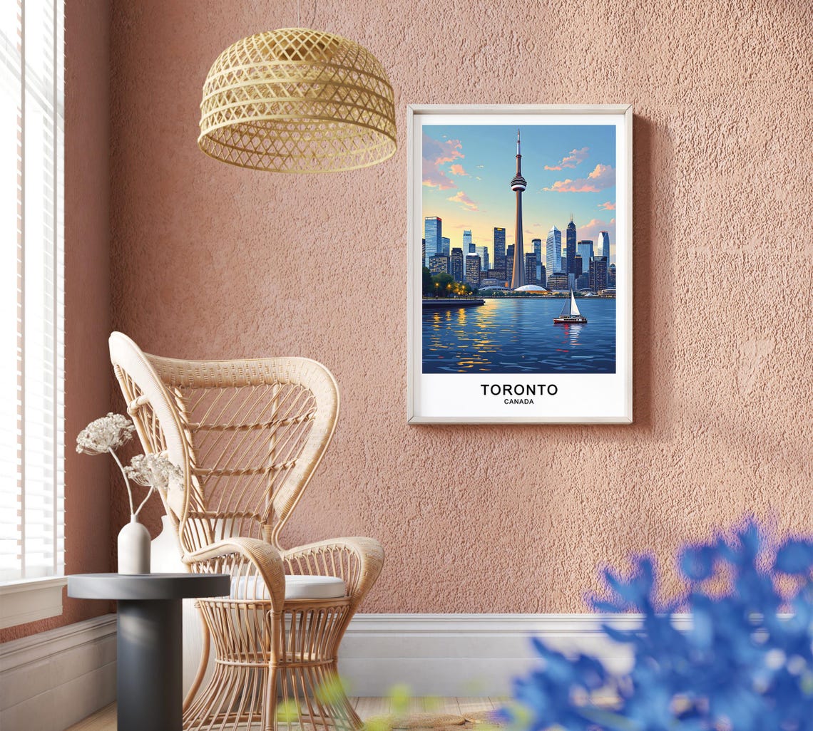 Toronto Canada CN Tower Skyline Harbor Sunset Sailboat Poster - Image 2