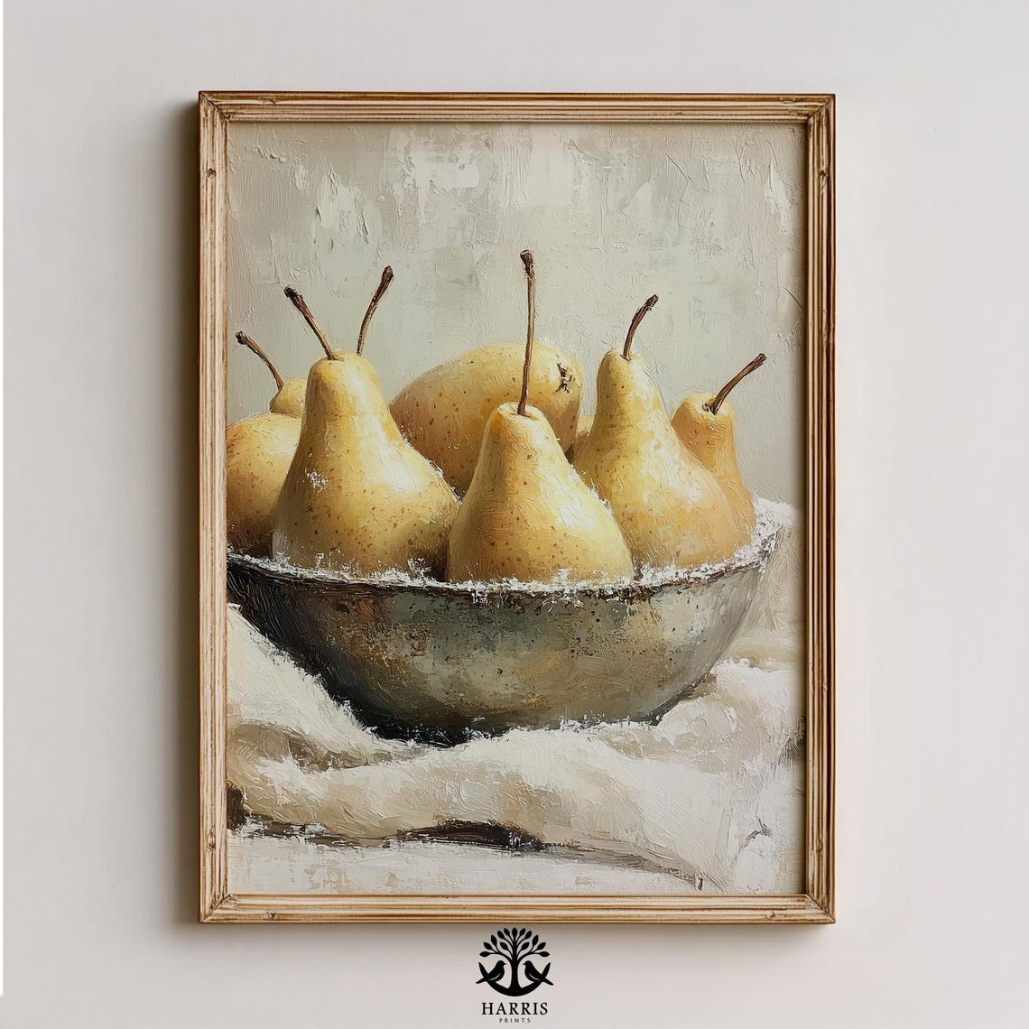 Golden Pears Tarnished Metal Bowl Winter Still Life Rustic Art Poster
