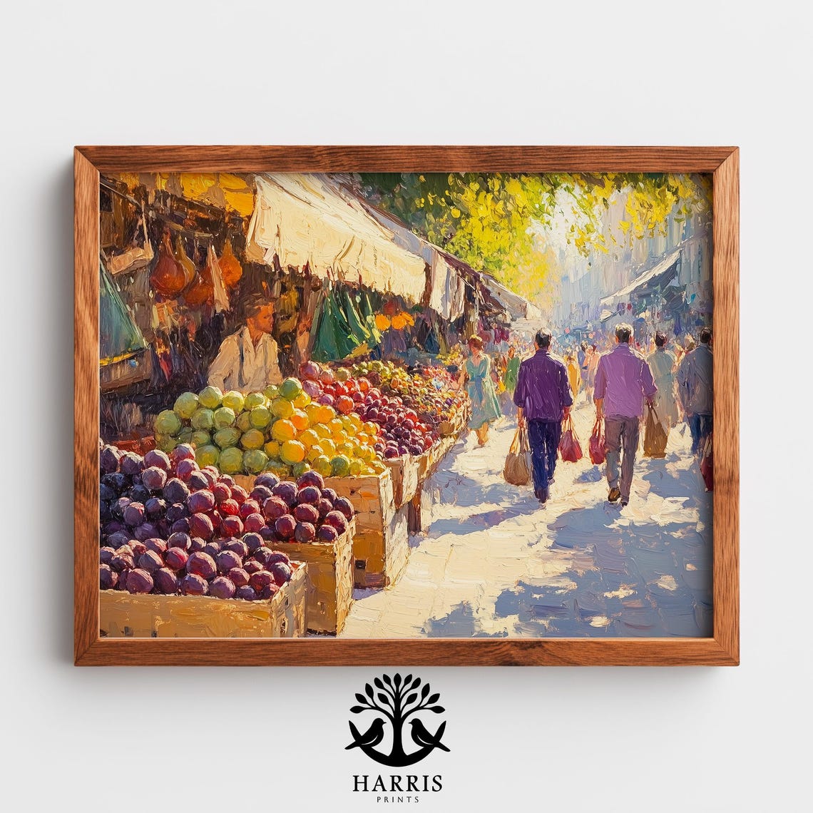 Rustic Fruit Market Street Impressionist Oil Painting Wall Art