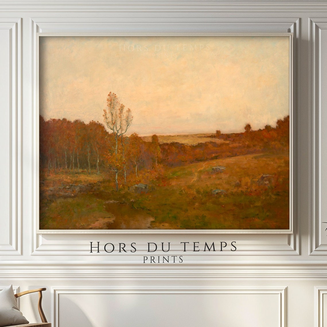 Autumn Field Lone Tree Warm Tone Antique Farmhouse Wall Poster - Image 2