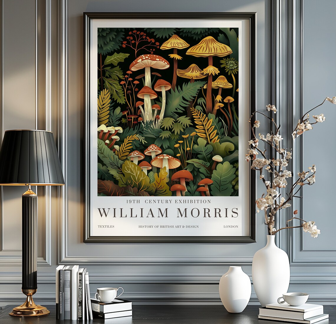 William Morris Mushroom Exhibition Poster, Vintage Art Print
