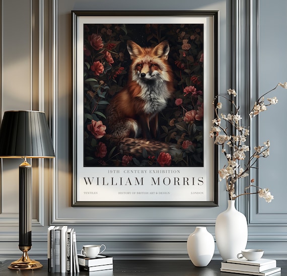 William Morris Fox Exhibition Poster, Vintage Textiles