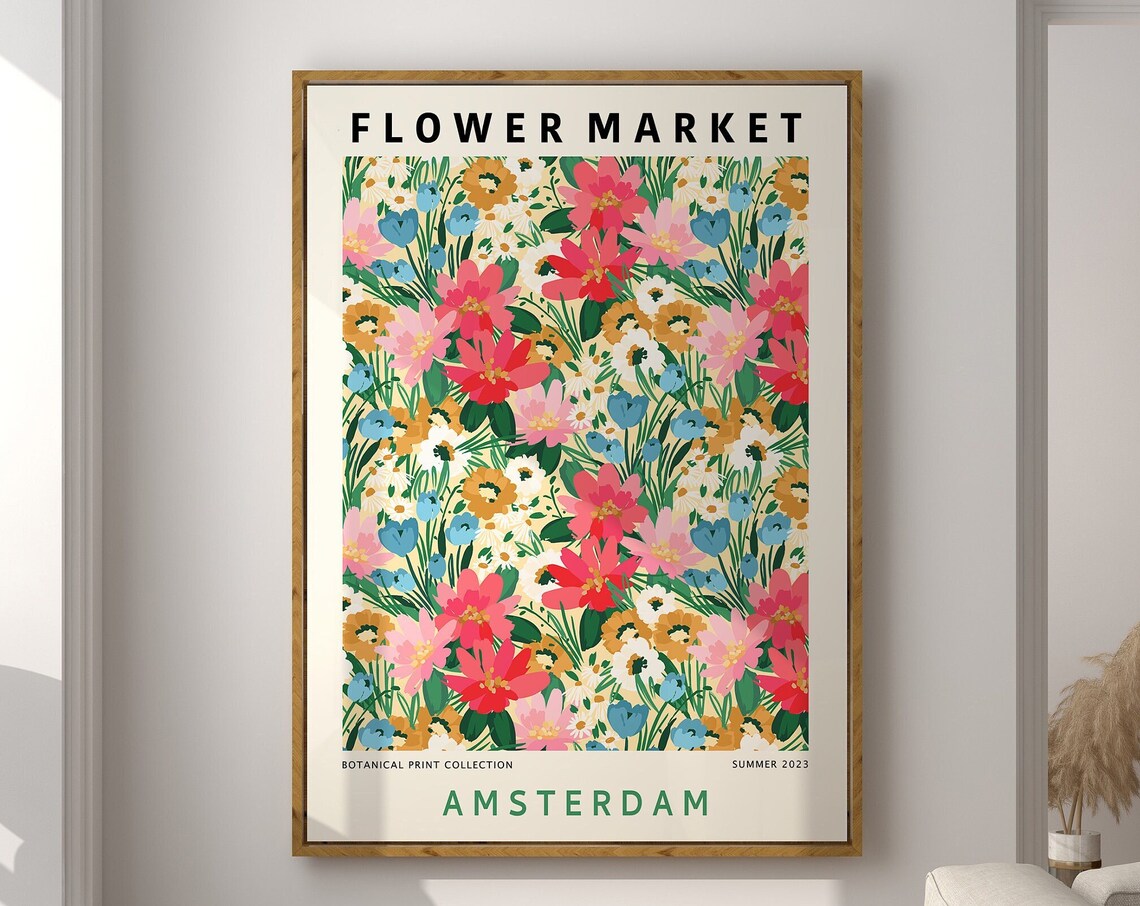 Amsterdam Flower Market Summer 2023 Colorful Botanical Poster