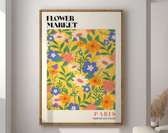 Paris Flower Market Retro Floral Art Print