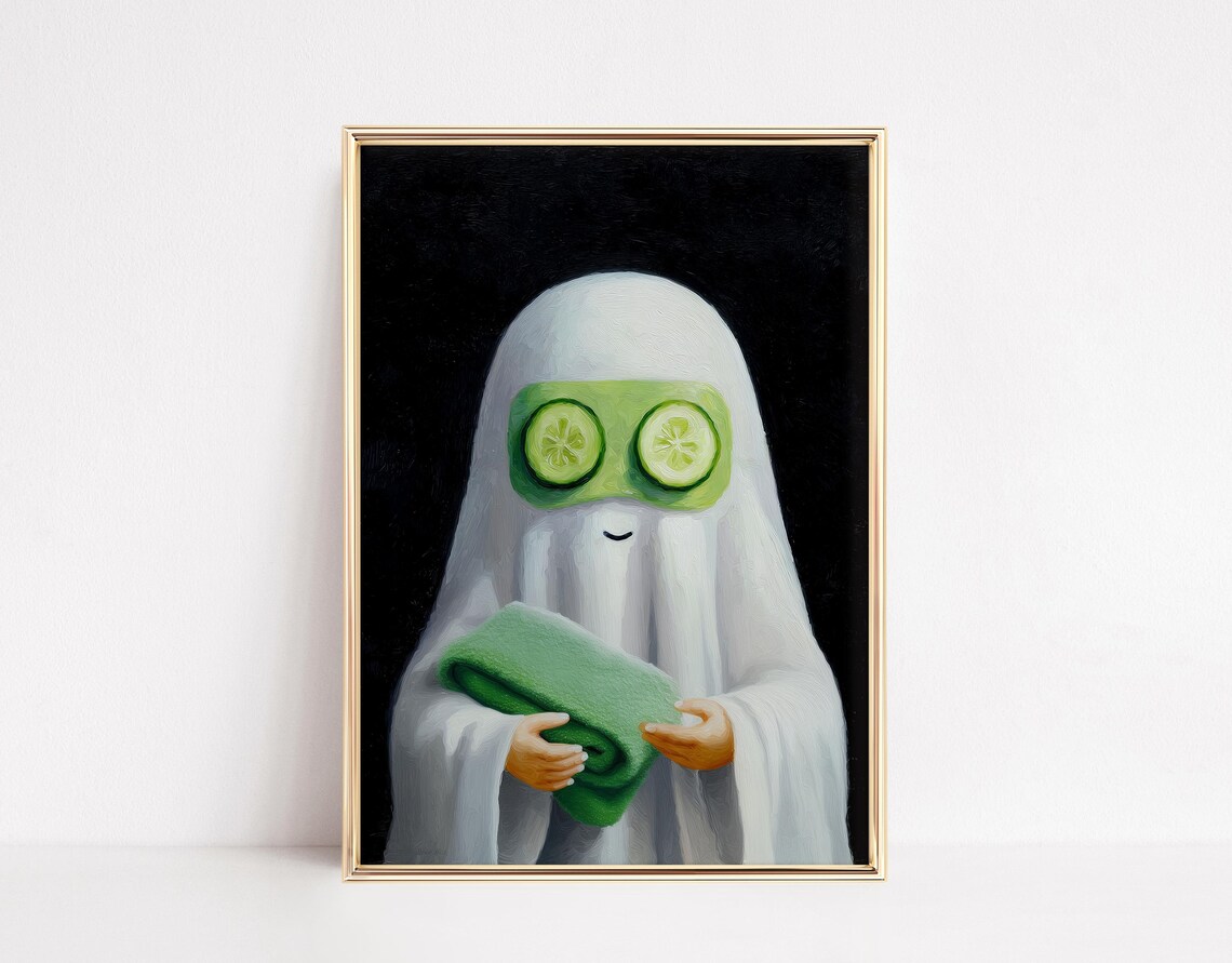 Funny Ghost Spa Halloween Bathroom Decor Poster