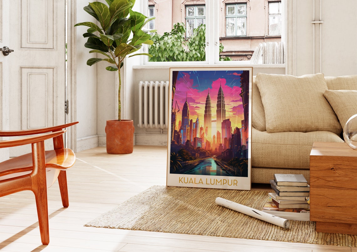 Kuala Lumpur Malaysia Poster with Petronas Towers Glowing at Sunset - Image 4