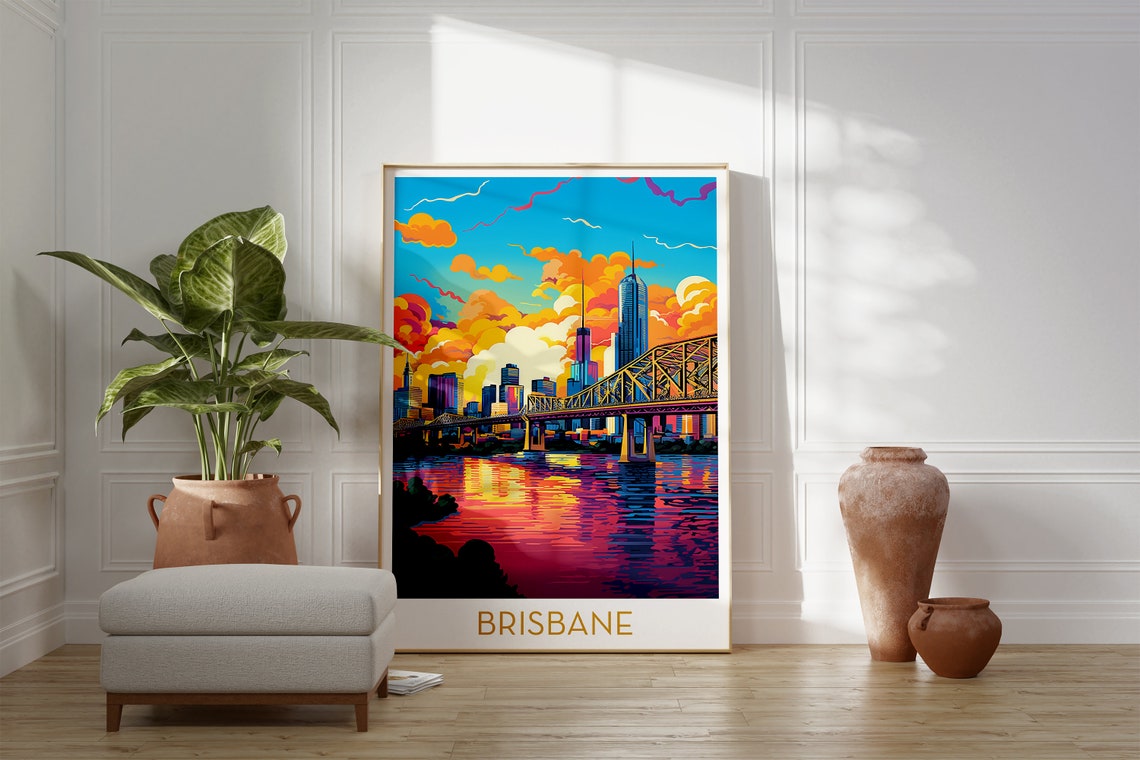 Brisbane Sunset Skyline Story Bridge Riverside City View Poster - Image 2