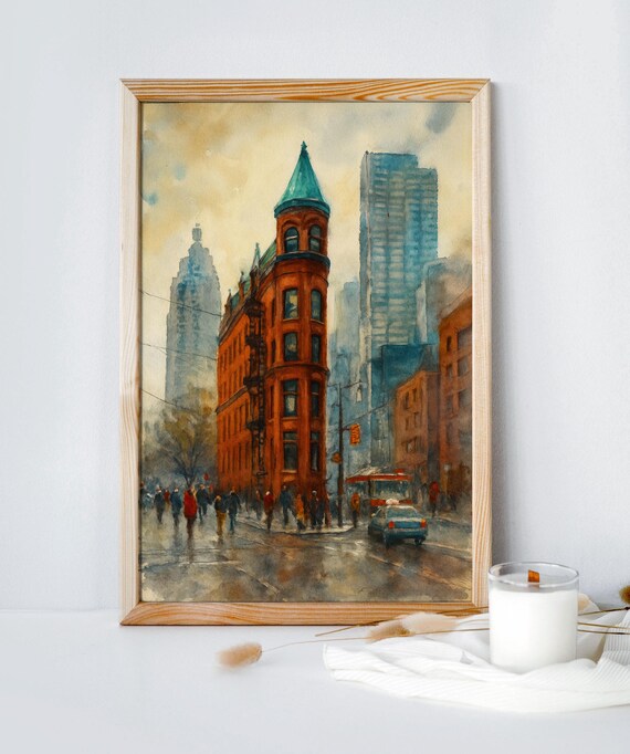 Gooderham Building Toronto Watercolor Flatiron Cityscape Art