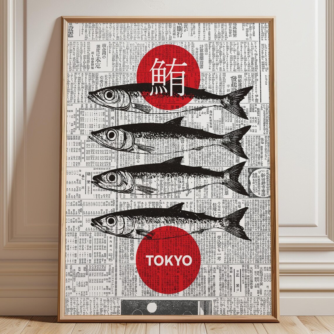 Tokyo Tuna Art Print, Japandi Japanese Kitchen Decor