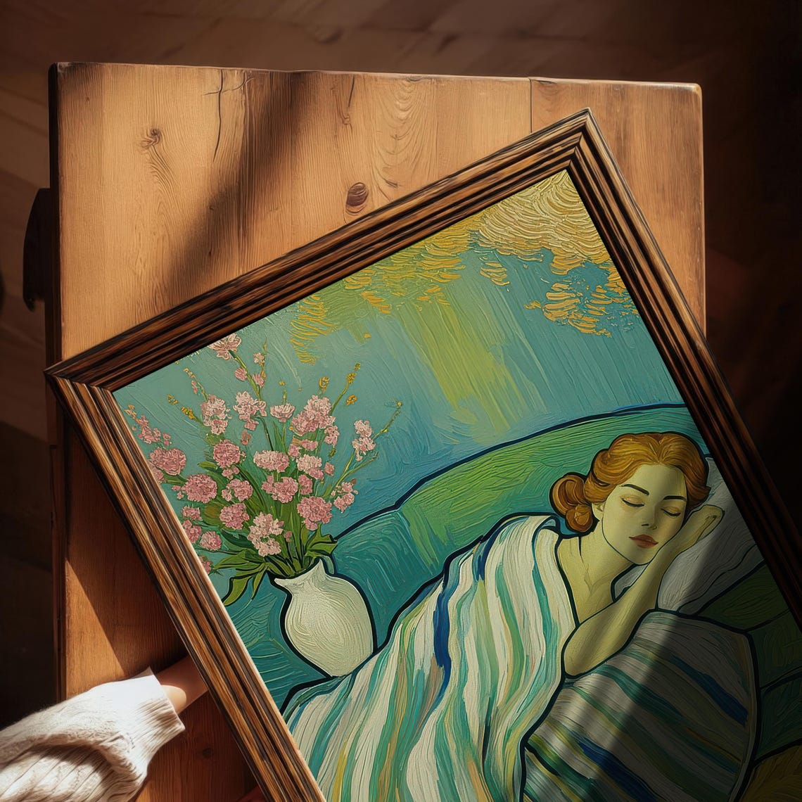 Sleeping On Couch Art, Van Gogh Style Figure - Image 5