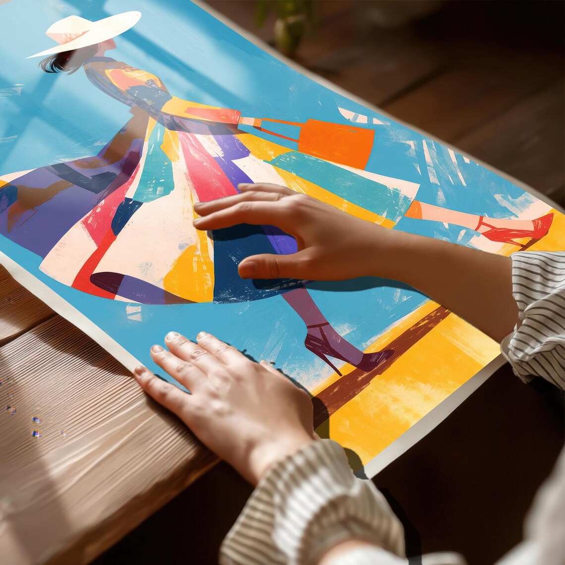 Abstract Figure Illustration Walking Lady, Modern Decor - Image 4