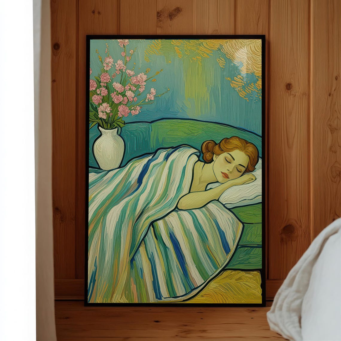 Sleeping On Couch Art, Van Gogh Style Figure - Image 2