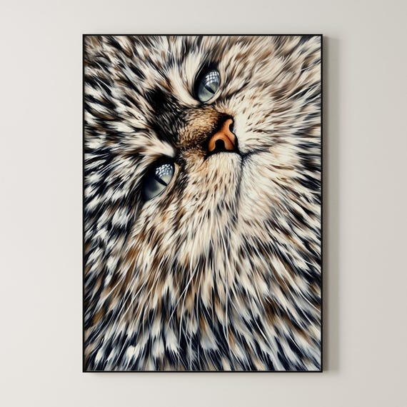 Cat Paint Print Oil Painting Expressionism Wall Art Gray Beige Boho Poster Modern Cute Wall Decor Home Decor Art