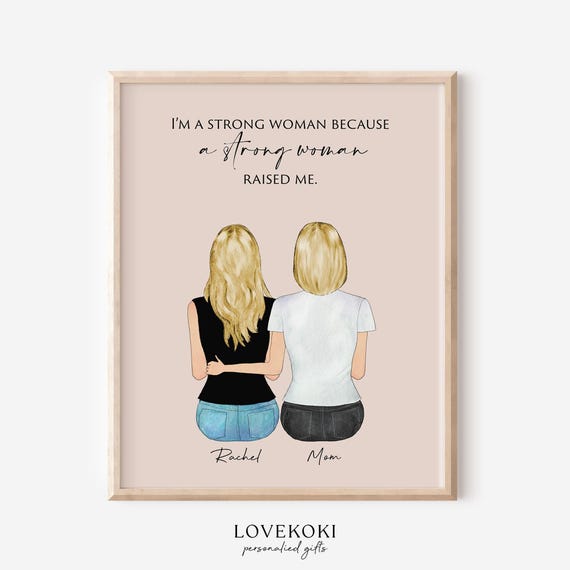 Mother Daughter Mothers Day Gift Personalized Wall Art For Mom From Daughter Custom Family Portrait Personalized Wall Art Illustration