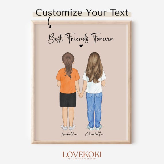 Personalized Mothers Day Gift For Sister Big Sister Small Sister Print Custom Sister Birthday Gift Best Friend Gift Bestie Portrait Art