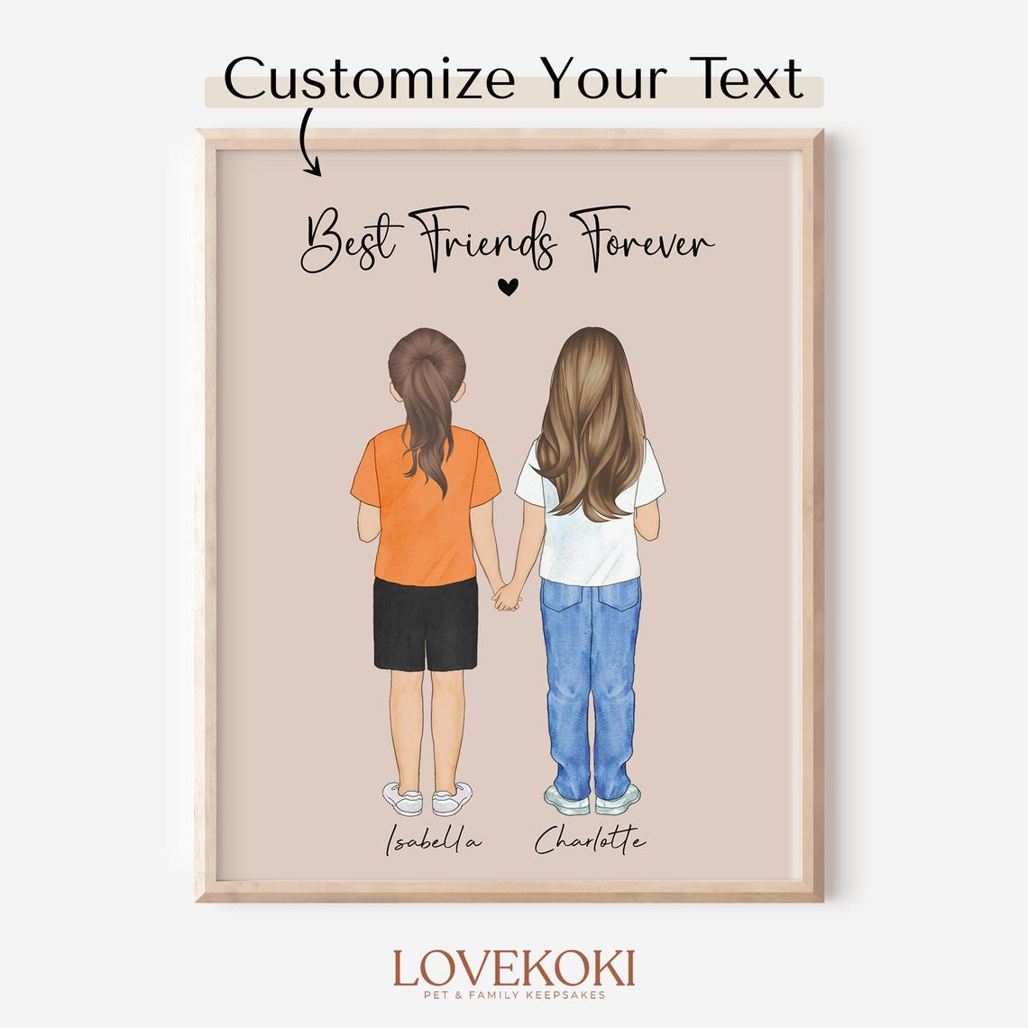 Customizable Best Friends Forever Personalized Portrait Print