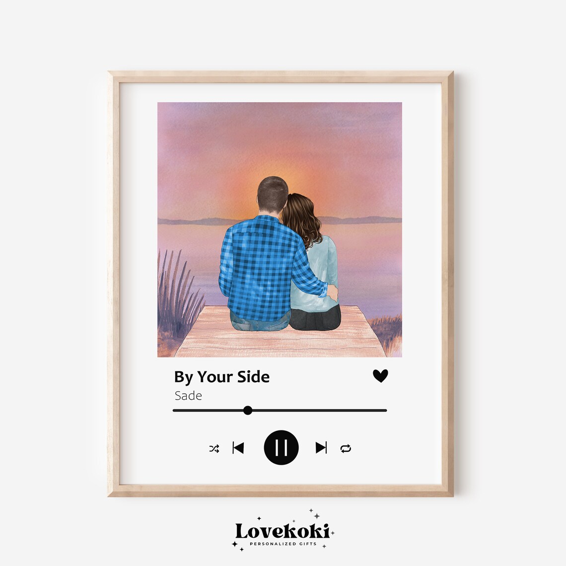 Custom Song Player Couple at Sunset By Your Side Music Poster