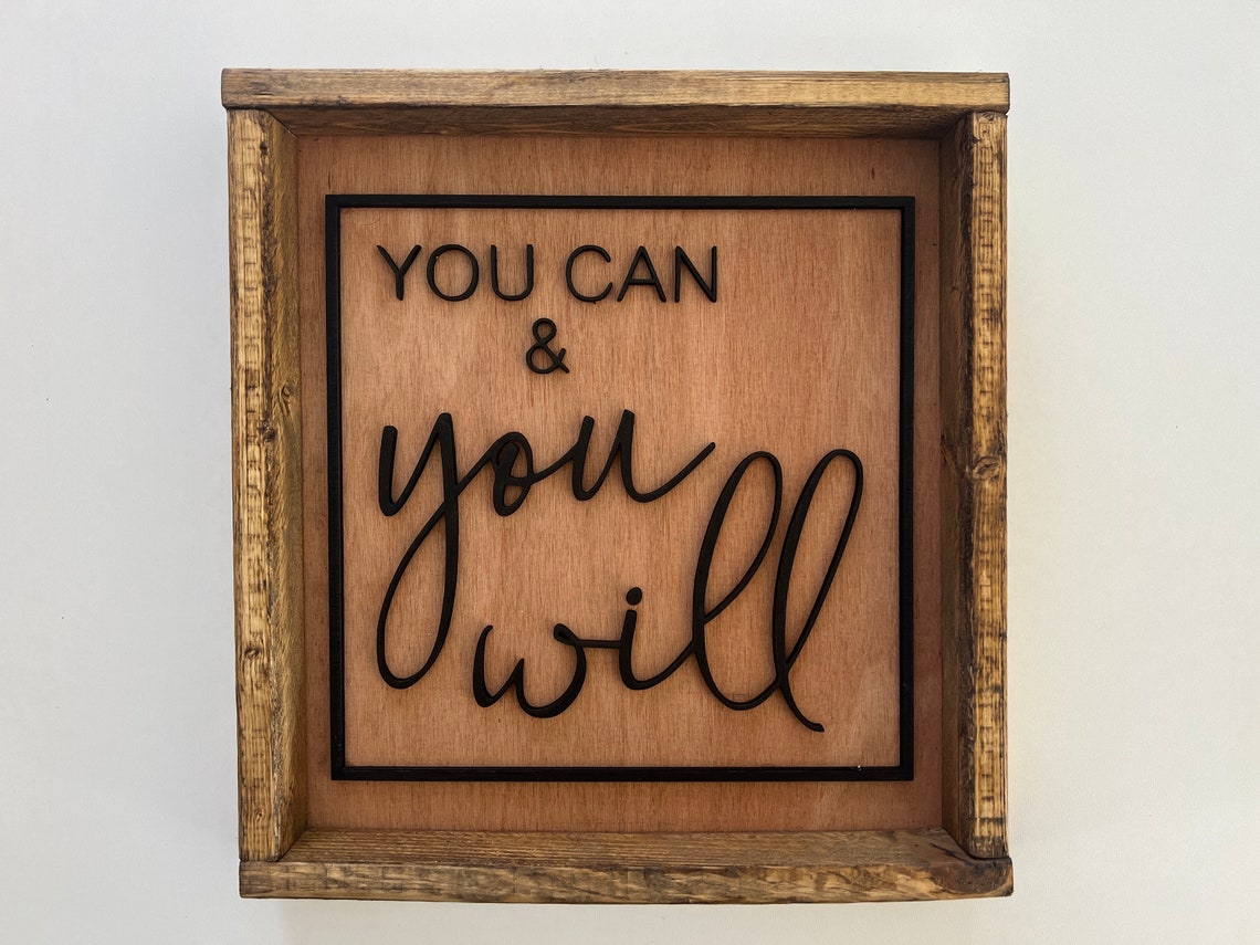 You Can And You Will Script Motivational Quote Sign Style Poster - Image 3
