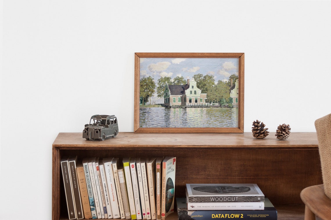 Vintage Lake House Wall Art Decor Lake Print River Painting Vintage Landscape Wall Art Lake Cabin Decor Vintage Cabin Wall Art - Image 2