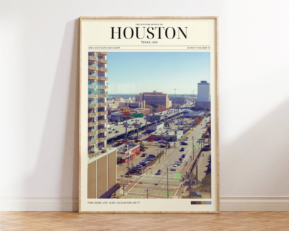 Houston Texas Daytime Freeway City Travel Poster Urban Wall Art Print - Image 2