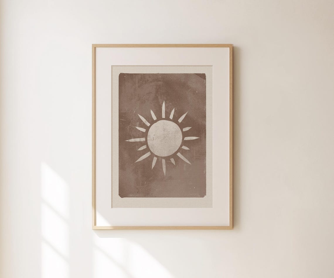 Le Soleil Vintage Sun Brown Celestial Tarot Aesthetic Art Wall Poster - Image 2