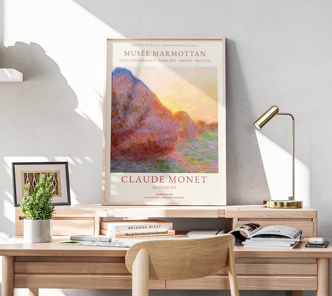 Claude Monet Haystacks Impressionist Landscape Musee Marmottan Exhibition Poster - Image 3