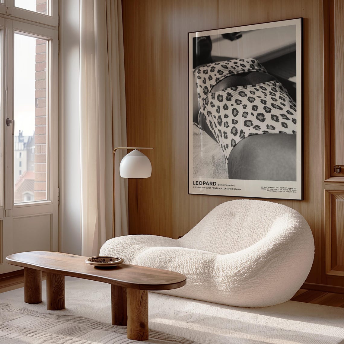 Leopard Bikini Sunbather Black White Close Up Beach Wall Poster - Image 2
