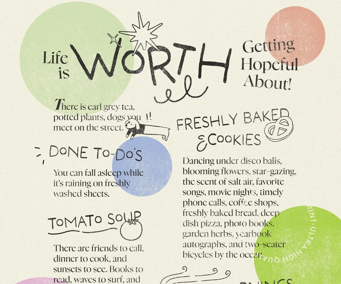 Life Is Worth Getting Hopeful About Pastel Gratitude List Colorful Poster - Image 5