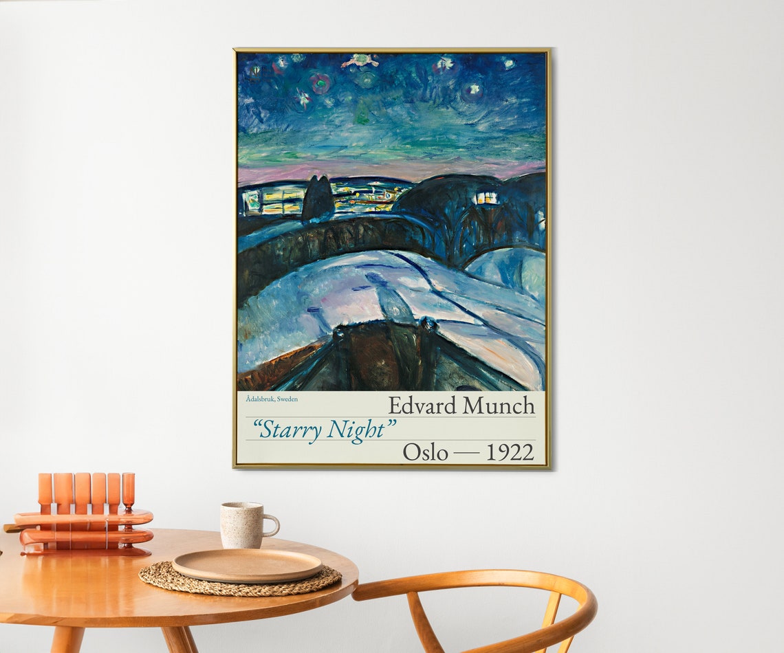 Edvard Munch Starry Night 1922 Oslo Snow Winter Blue Sky Art Print - Image 2