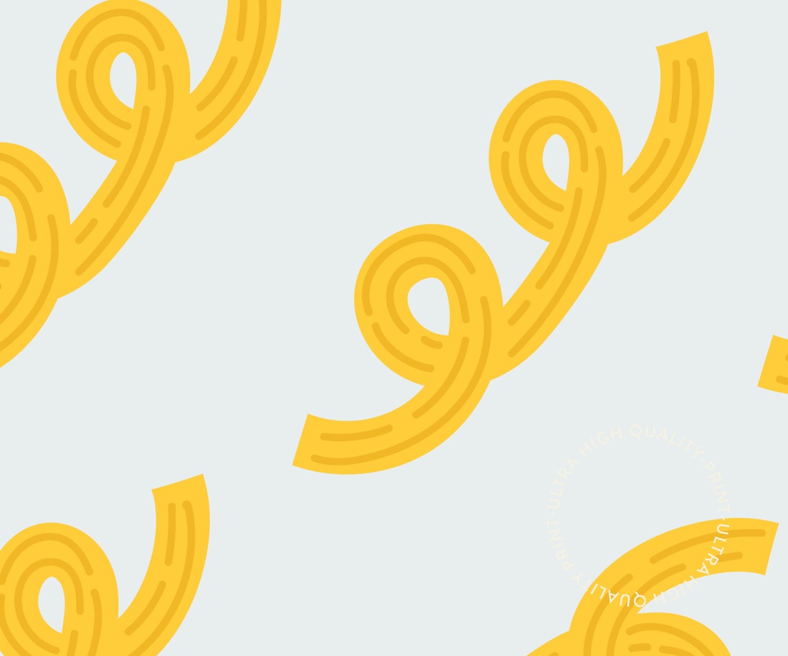 Fusili Pasta Postage Stamp Kitchen Decor Mint Yellow Food Art Print - Image 4