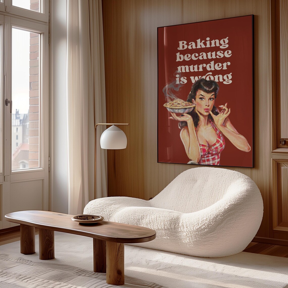 Baking Because Murder Is Wrong, Retro Kitchen Print - Image 2
