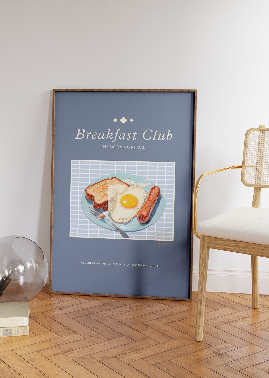 Breakfast Club Morning Ritual Retro Food Print Navy Kitchen Wall Art - Image 2
