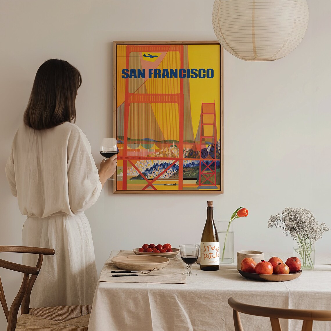 San Francisco Vintage Poster Travel Sf Bridge Art Retro Cityscape Wall Decor For Living Room And Office Home And Birthday Gifts - Image 3