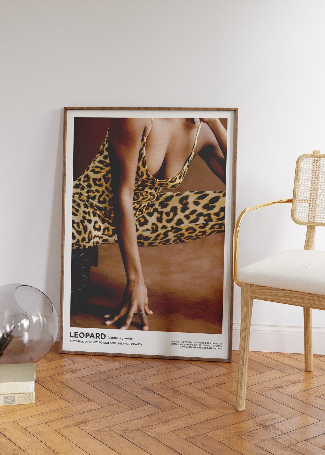 Leopard Dress Woman Panthera Pardus Fashion Editorial Wall Print