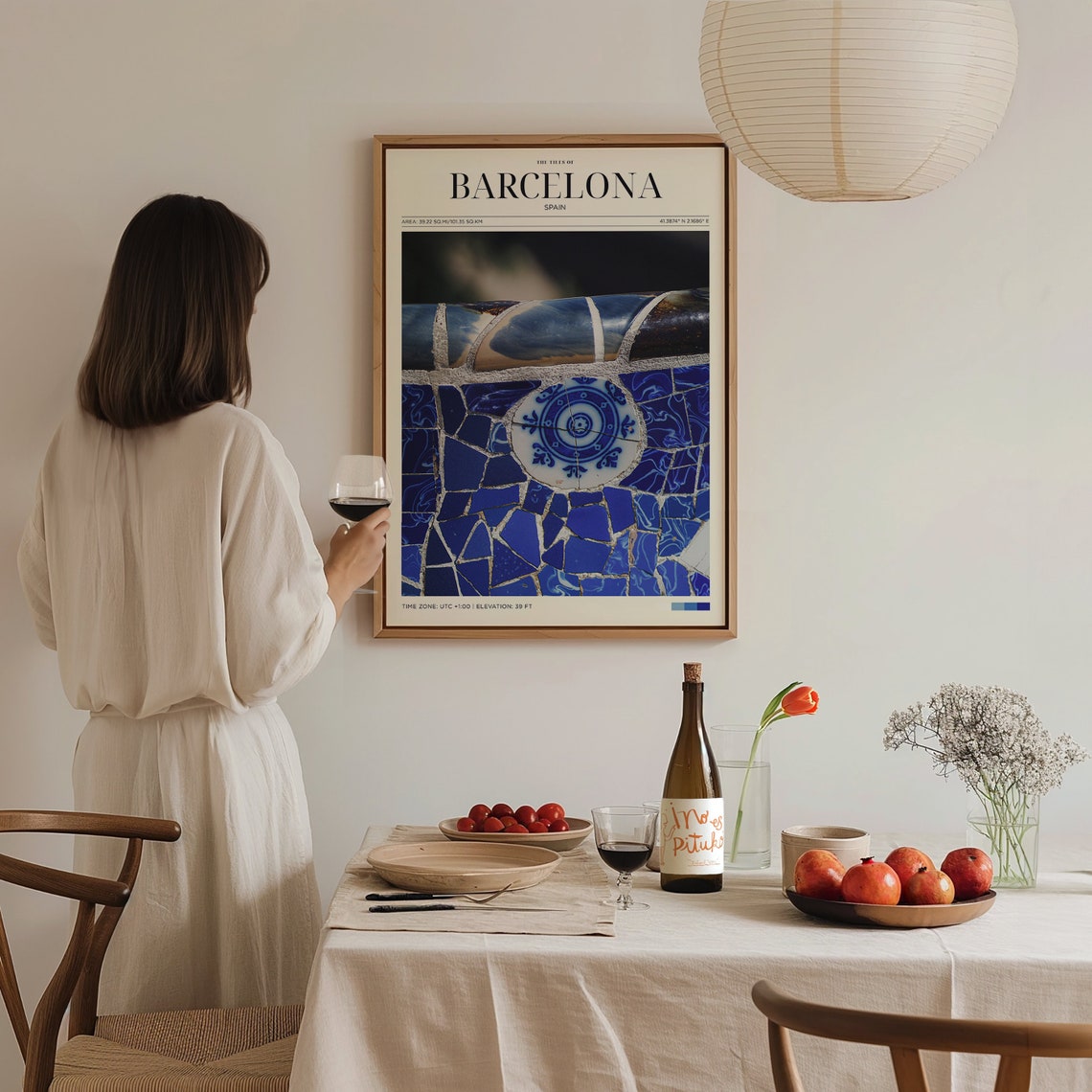 Travel Poster Barcelona Blue Tiles Poster Barcelona Poster Vintage Spain Poster Art Deco Tiles Wall Art For Living Room Modern Island - Image 3