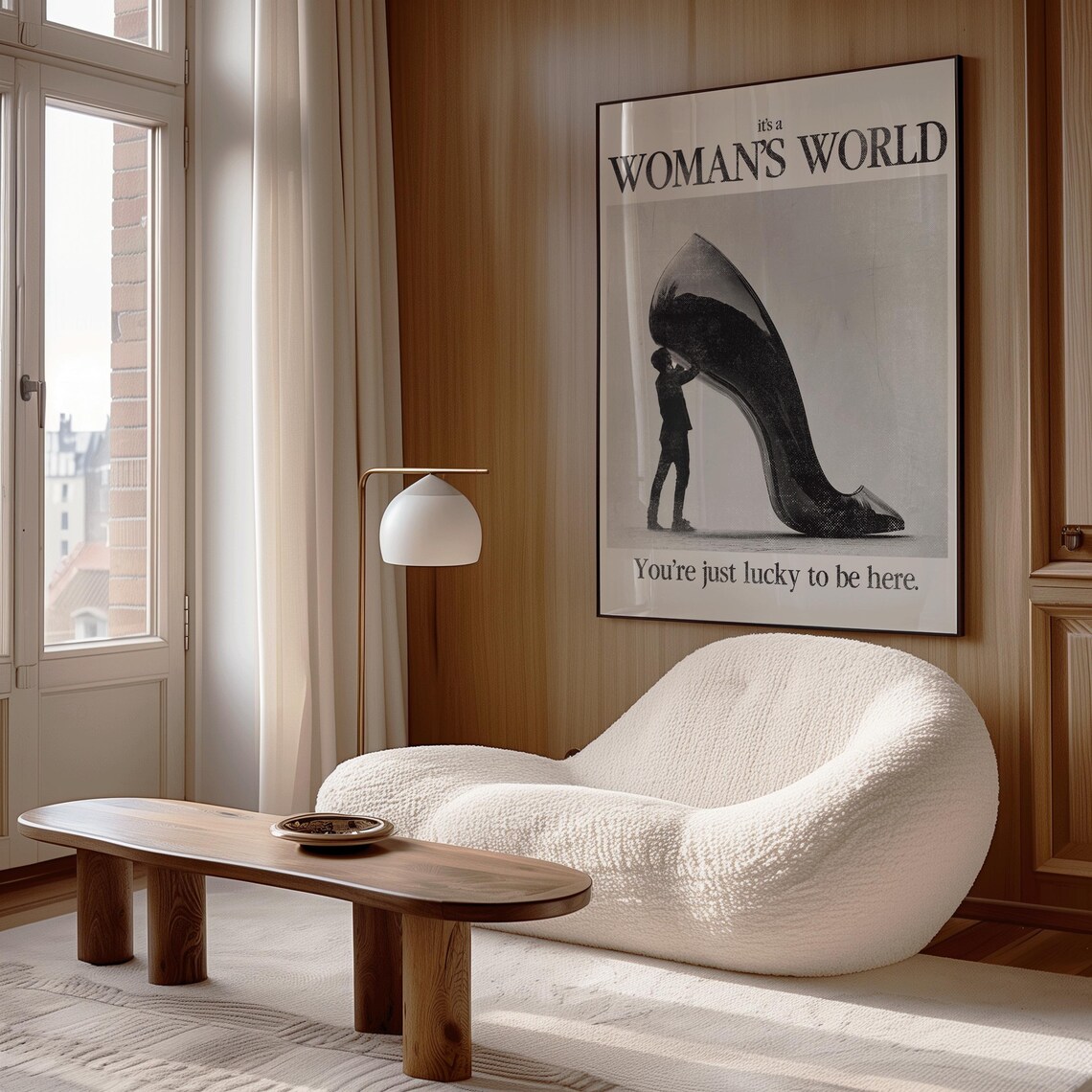 Its A Womans World Feminist Quote Wall Art Retro Heels Print - Image 2