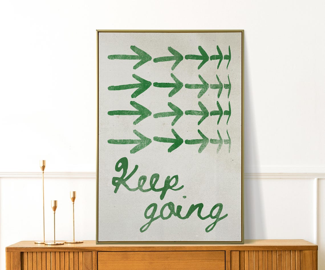 Keep Going Print Self Love Wall Art Spiritual Inspirational Quotes Retro Apartment Decor Cute Affirmation Prints Mid Century Poster